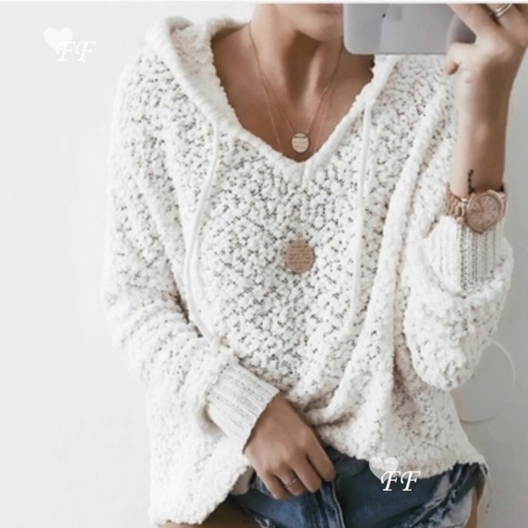 LAST ONE Cozy Nubby Knit hooded sweater - Picture 2 of 3